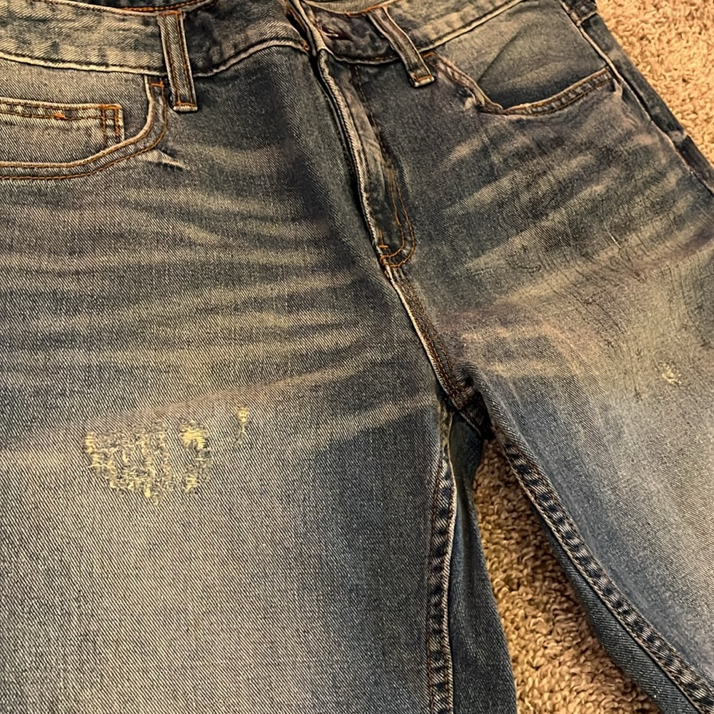 Free people patchwork flare distressed jeans 30 - image 4